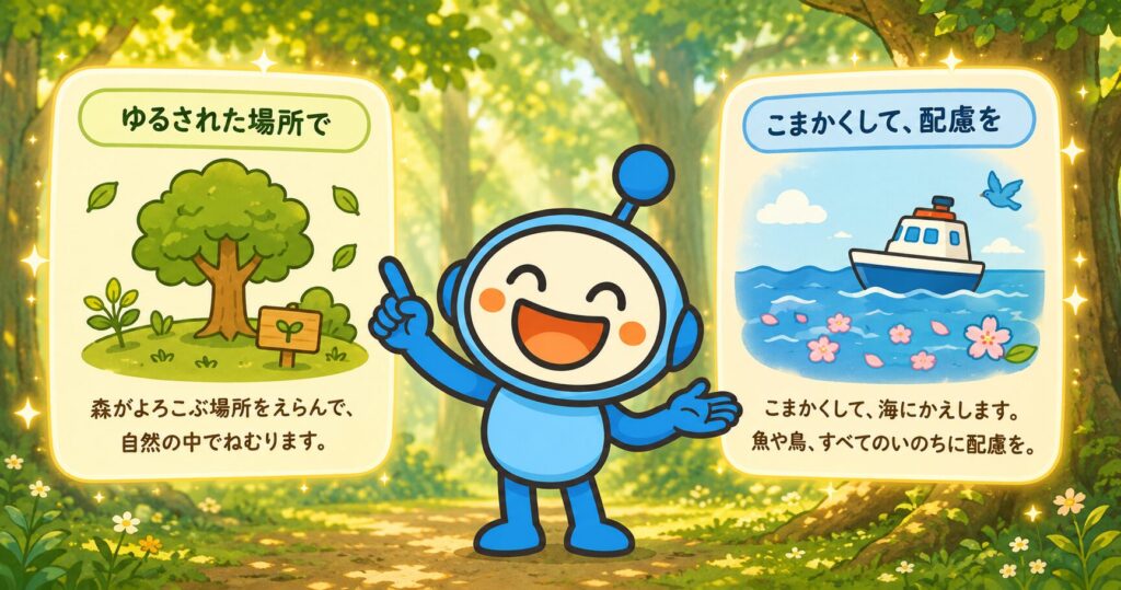 解説するみー坊