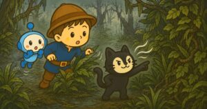 みうらが指を指す