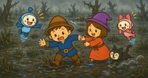 沼に足を取られそうな、みらお