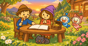 団欒するみらおファミリー
